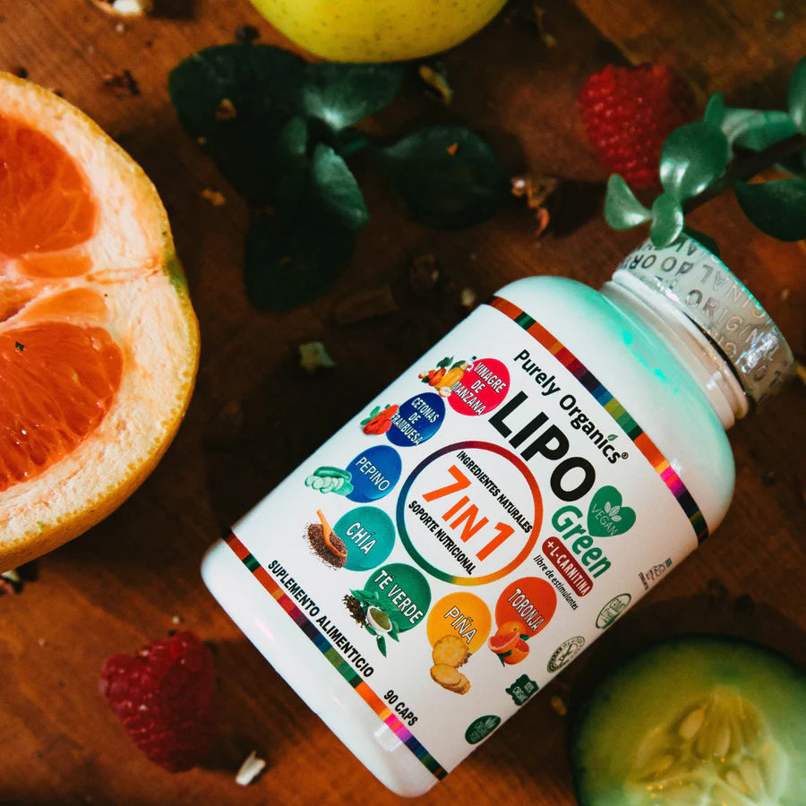 vinagre de manzana con toronja te verde y l-carnitina Lipo Green 7-in-1 L-Carnitina, Manzana, Cetonas de Frambuesa, T Verde, Cha, Pia, Pepino | Apoyo al Metabolismo y Bienestar General | Sin Estimulantes LipoGreen: Vitalidad y Bienestar al